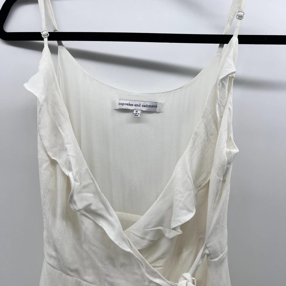 Cupcakes And Cashmere White Wrap Tunic Dress Layered Ruffle Sleeveless Small - Picture 9 of 12